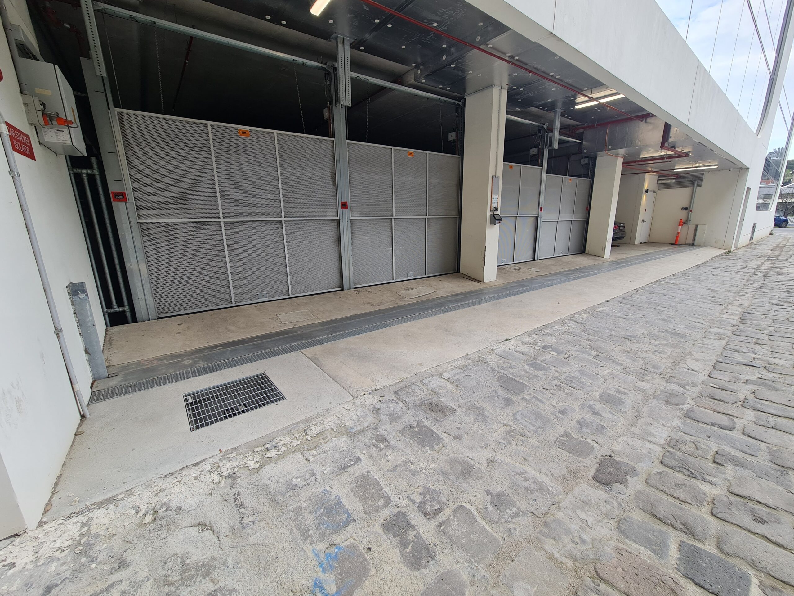 automatic flood barrier installed at commercial garage entry in South Melbourne VIC to prevent water entering building